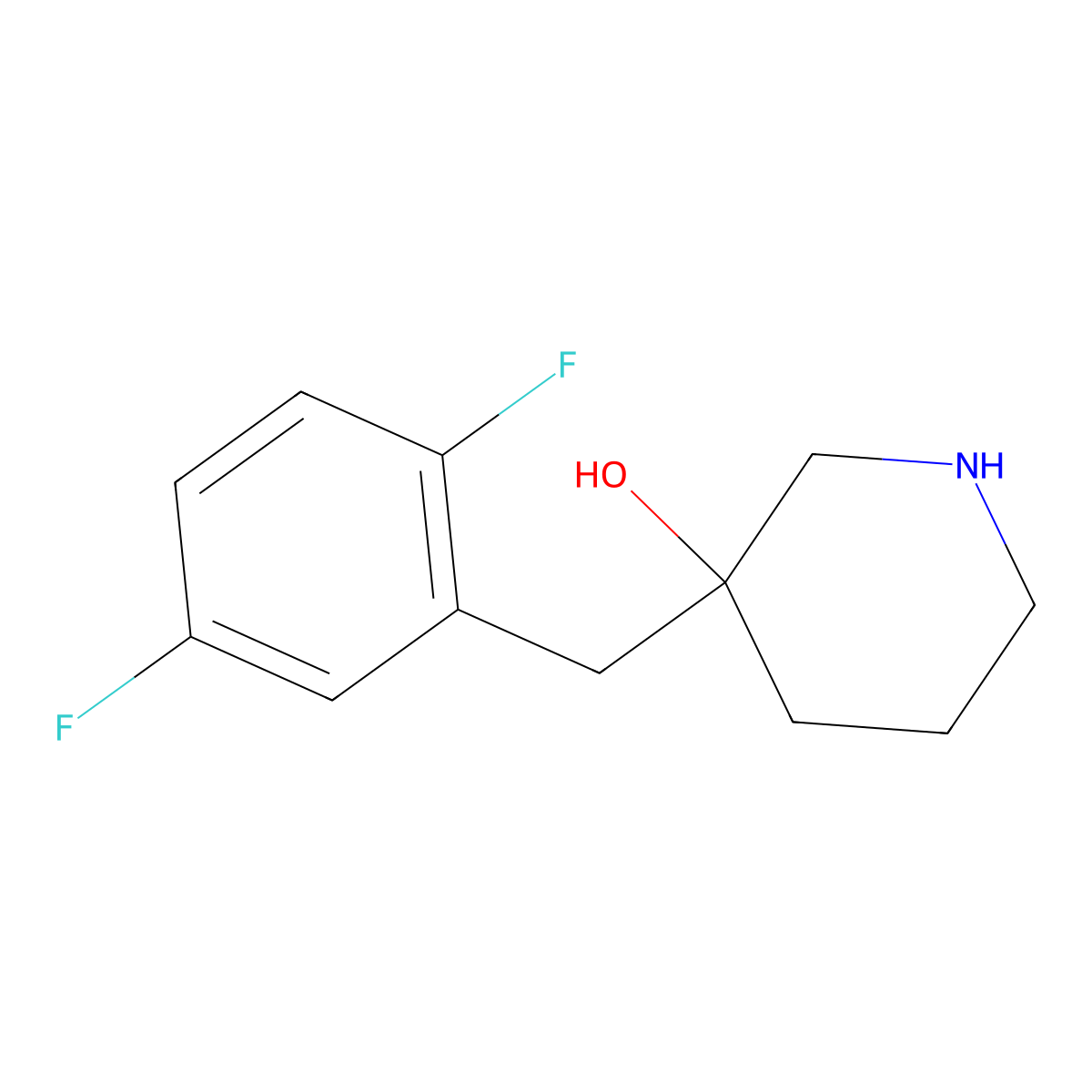 3-[(2,5-Difluorophenyl)methyl]piperidin-3-ol molecular structure, CAS 1341505-30-3
