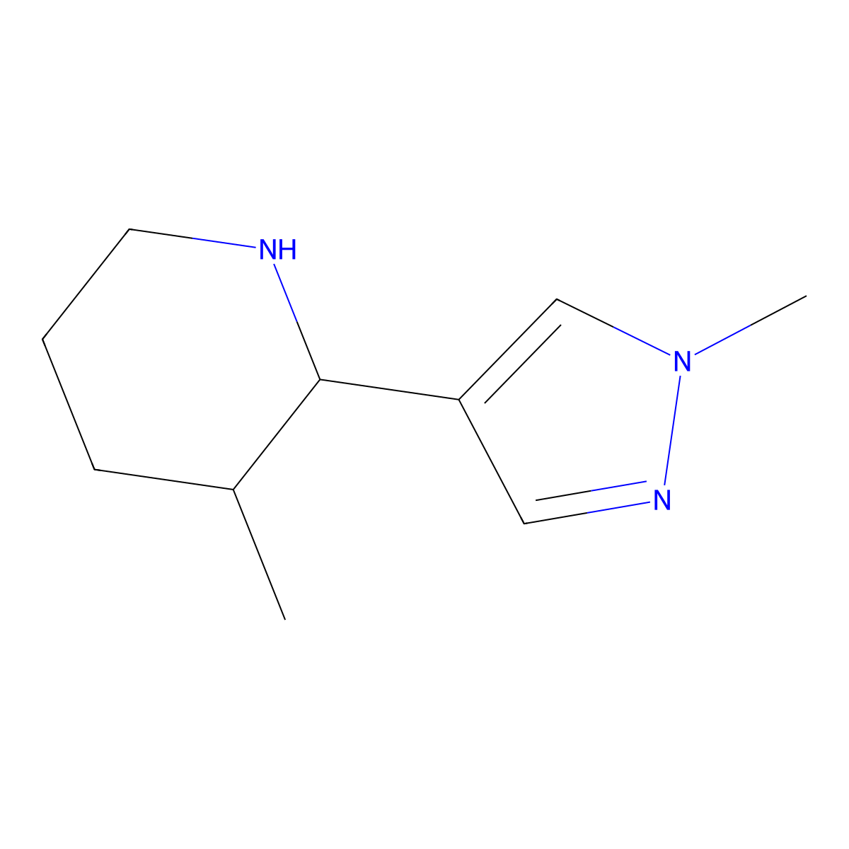 3-methyl-2-(1-methyl-1H-pyrazol-4-yl)piperidine molecular structure, CAS 1341509-58-7
