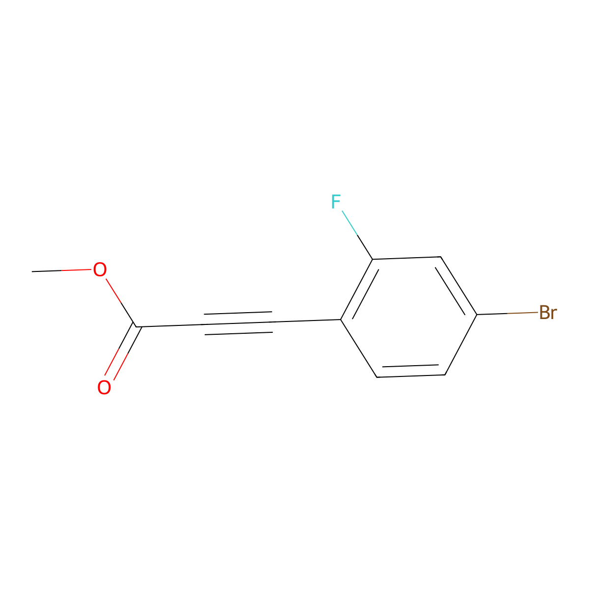 Methyl 3-(4-bromo-2-fluorophenyl)prop-2-ynoate molecular structure, CAS 1341510-38-0
