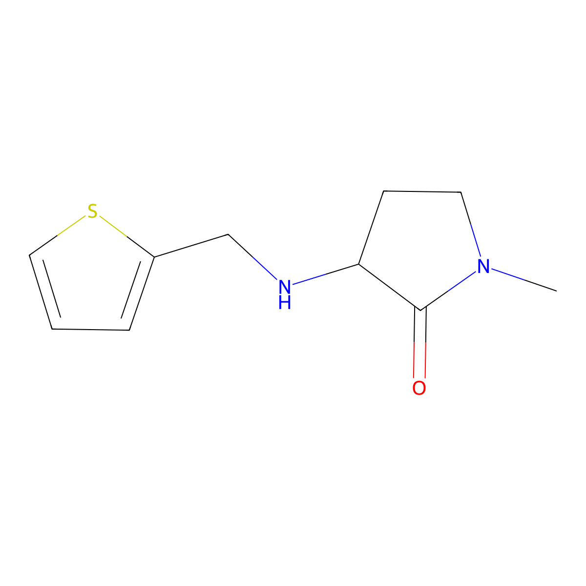 1-Methyl-3-((thiophen-2-ylmethyl)amino)pyrrolidin-2-one molecular structure, CAS 1341511-69-0