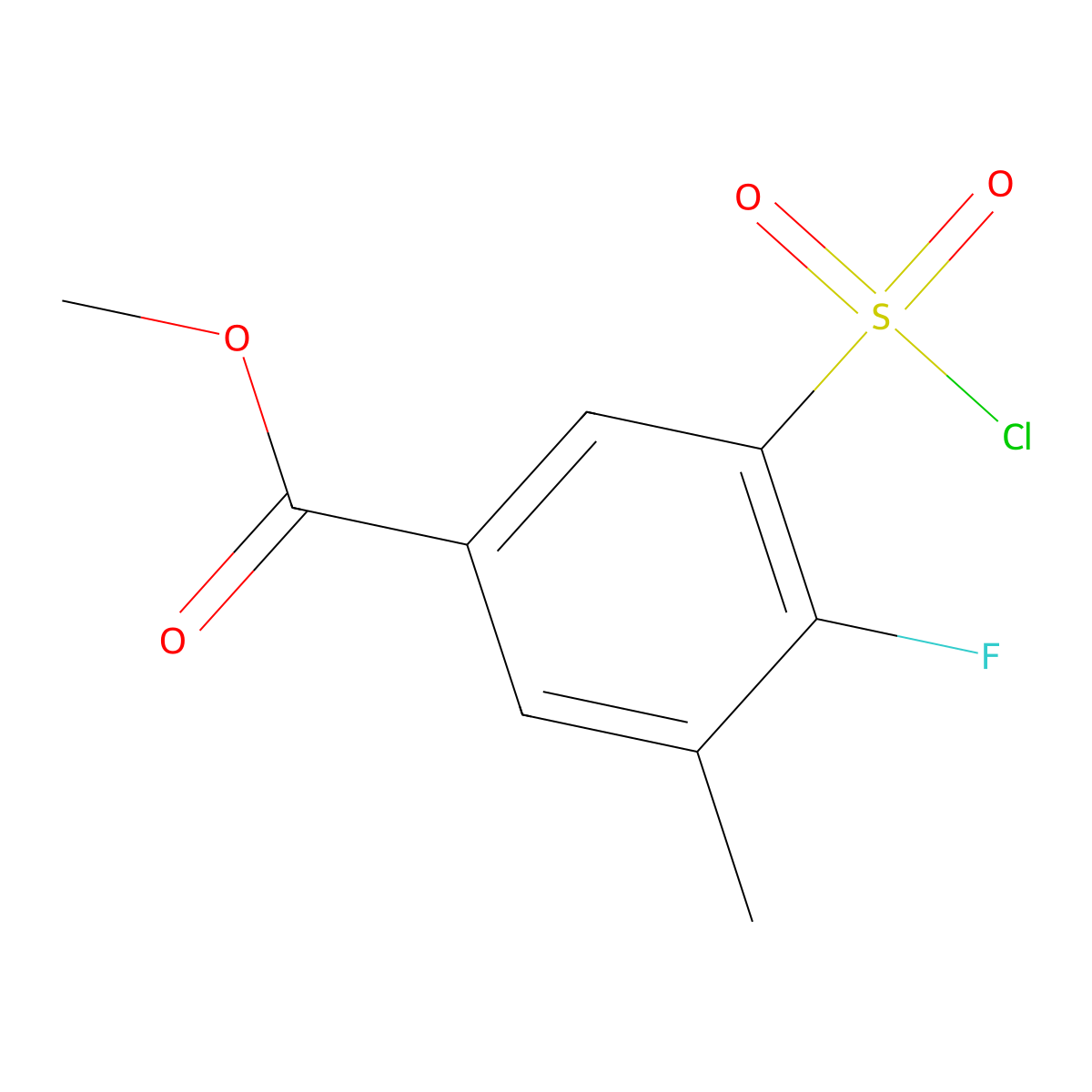 Methyl 3-(chlorosulfonyl)-4-fluoro-5-methylbenzoate molecular structure, CAS 1341513-45-8