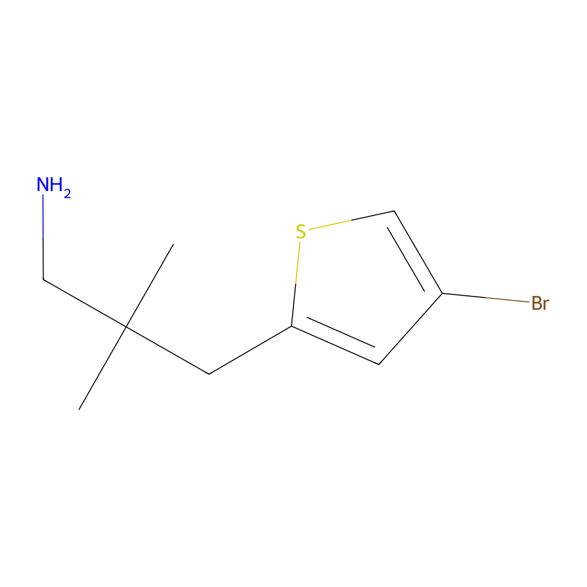 3-(4-Bromothiophen-2-yl)-2,2-dimethylpropan-1-amine molecular structure, CAS 1341513-69-6
