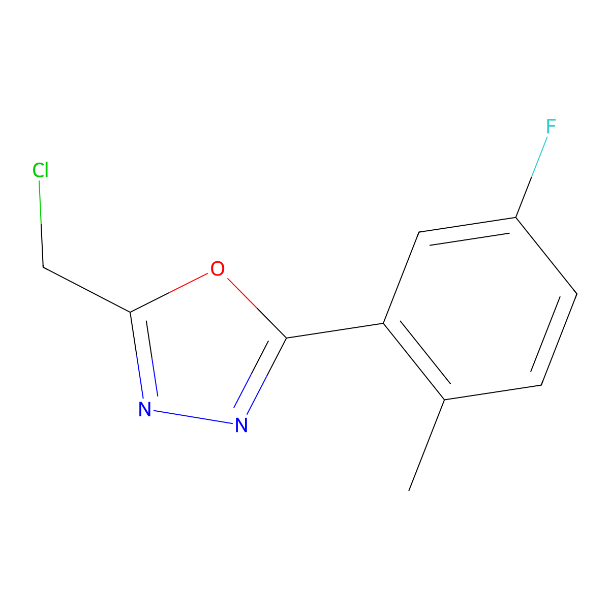 2-(Chloromethyl)-5-(5-fluoro-2-methylphenyl)-1,3,4-oxadiazole molecular structure, CAS 1341523-75-8