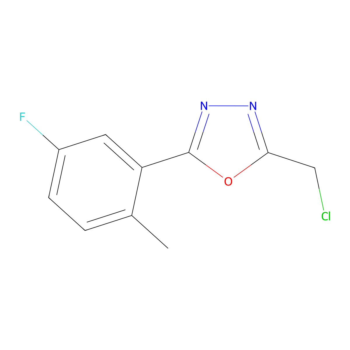 2-(Chloromethyl)-5-(5-fluoro-2-methylphenyl)-1,3,4-oxadiazole molecular structure, CAS 1341523-75-8