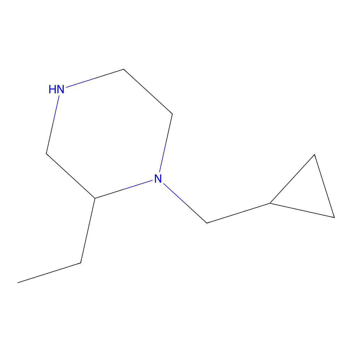1-(Cyclopropylmethyl)-2-ethylpiperazine molecular structure, CAS 1341524-27-3