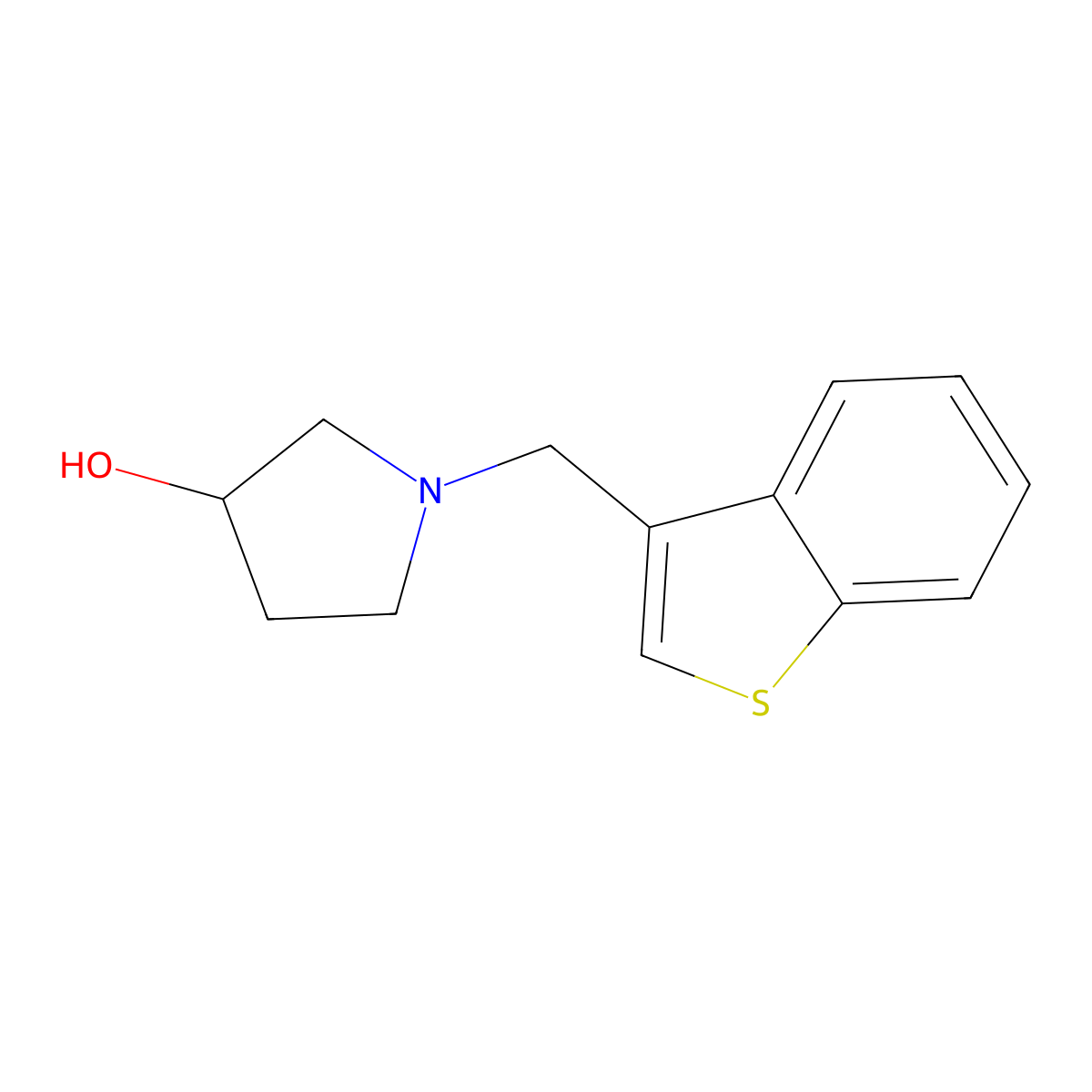 1-[(1-Benzothiophen-3-yl)methyl]pyrrolidin-3-ol molecular structure, CAS 1341525-13-0