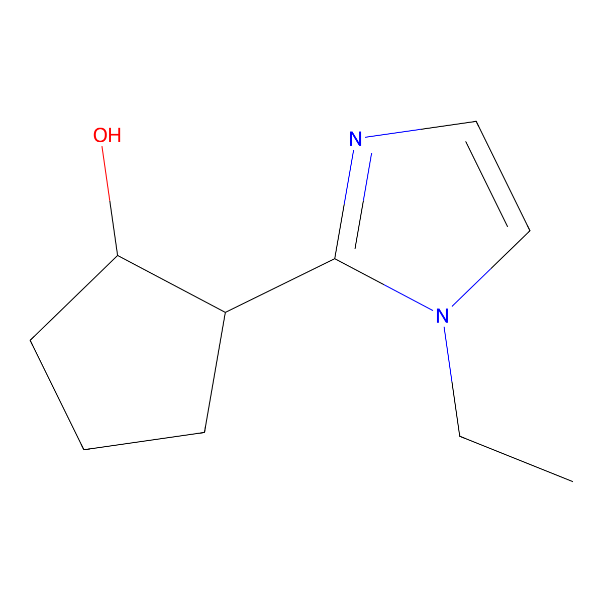 2-(1-ethyl-1H-imidazol-2-yl)cyclopentan-1-ol molecular structure, CAS 1341527-83-0