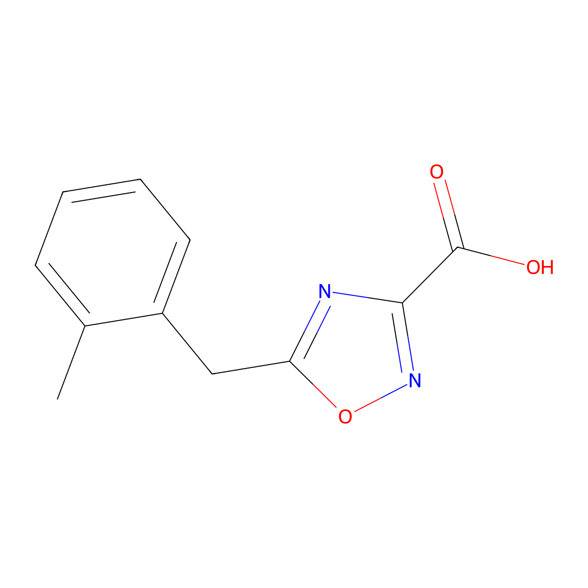 5-(2-Methylbenzyl)-1,2,4-oxadiazole-3-carboxylic acid molecular structure, CAS 1341528-04-8