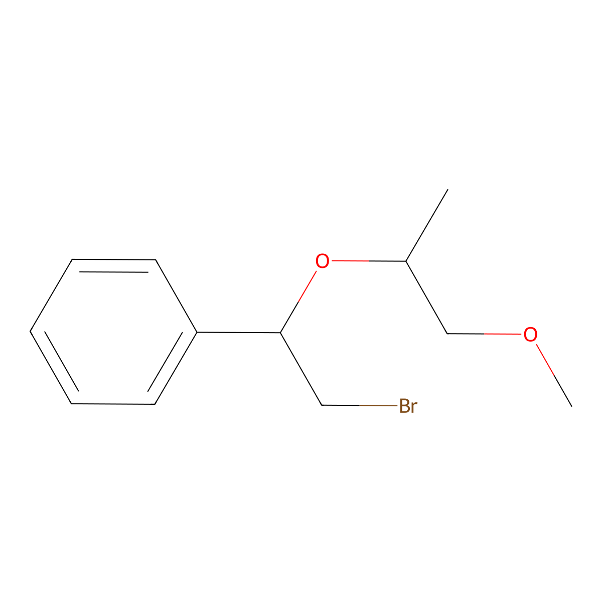 (2-Bromo-1-((1-methoxypropan-2-yl)oxy)ethyl)benzene molecular structure, CAS 1341528-14-0