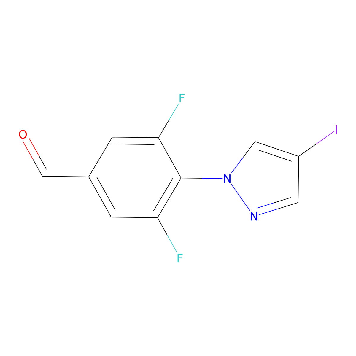 3,5-Difluoro-4-(4-iodo-1h-pyrazol-1-yl)benzaldehyde molecular structure, CAS 1341529-90-5