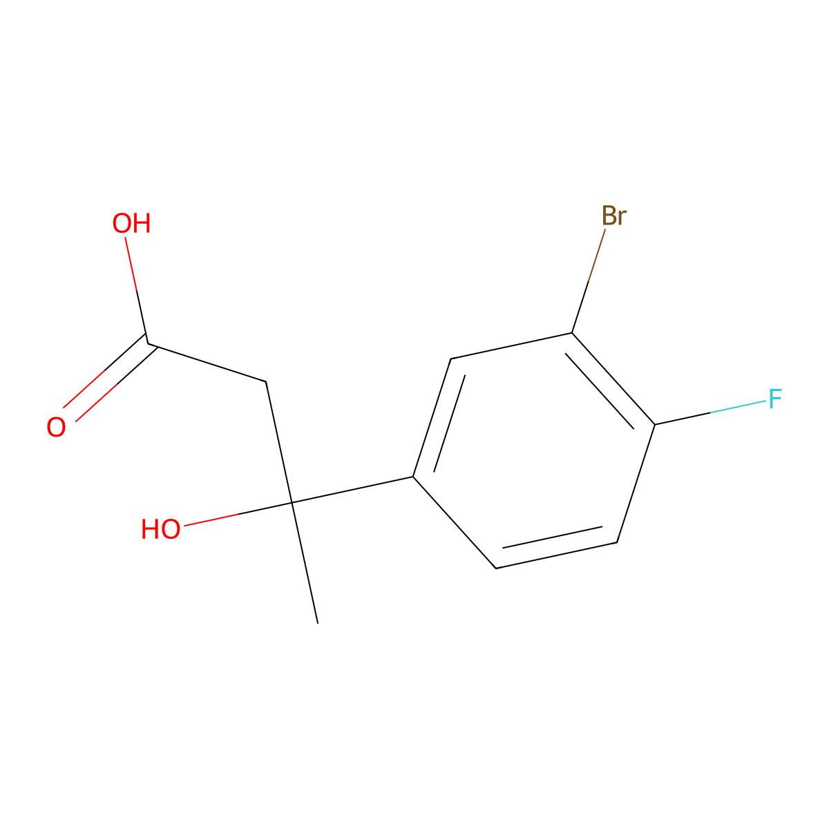 3-(3-Bromo-4-fluorophenyl)-3-hydroxybutanoic acid molecular structure, CAS 1341530-51-5