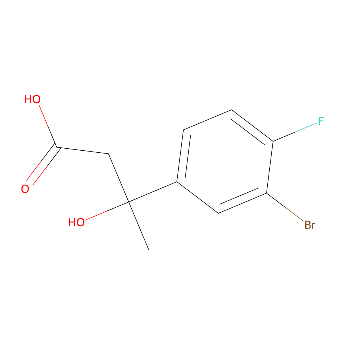3-(3-Bromo-4-fluorophenyl)-3-hydroxybutanoic acid molecular structure, CAS 1341530-51-5