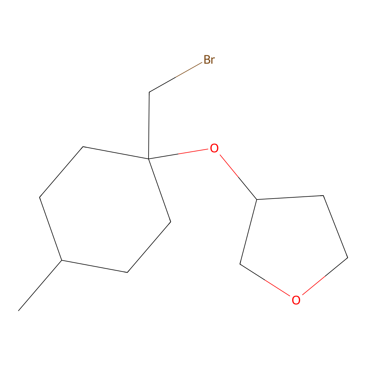 3-{[1-(Bromomethyl)-4-methylcyclohexyl]oxy}oxolane molecular structure, CAS 1341533-71-8