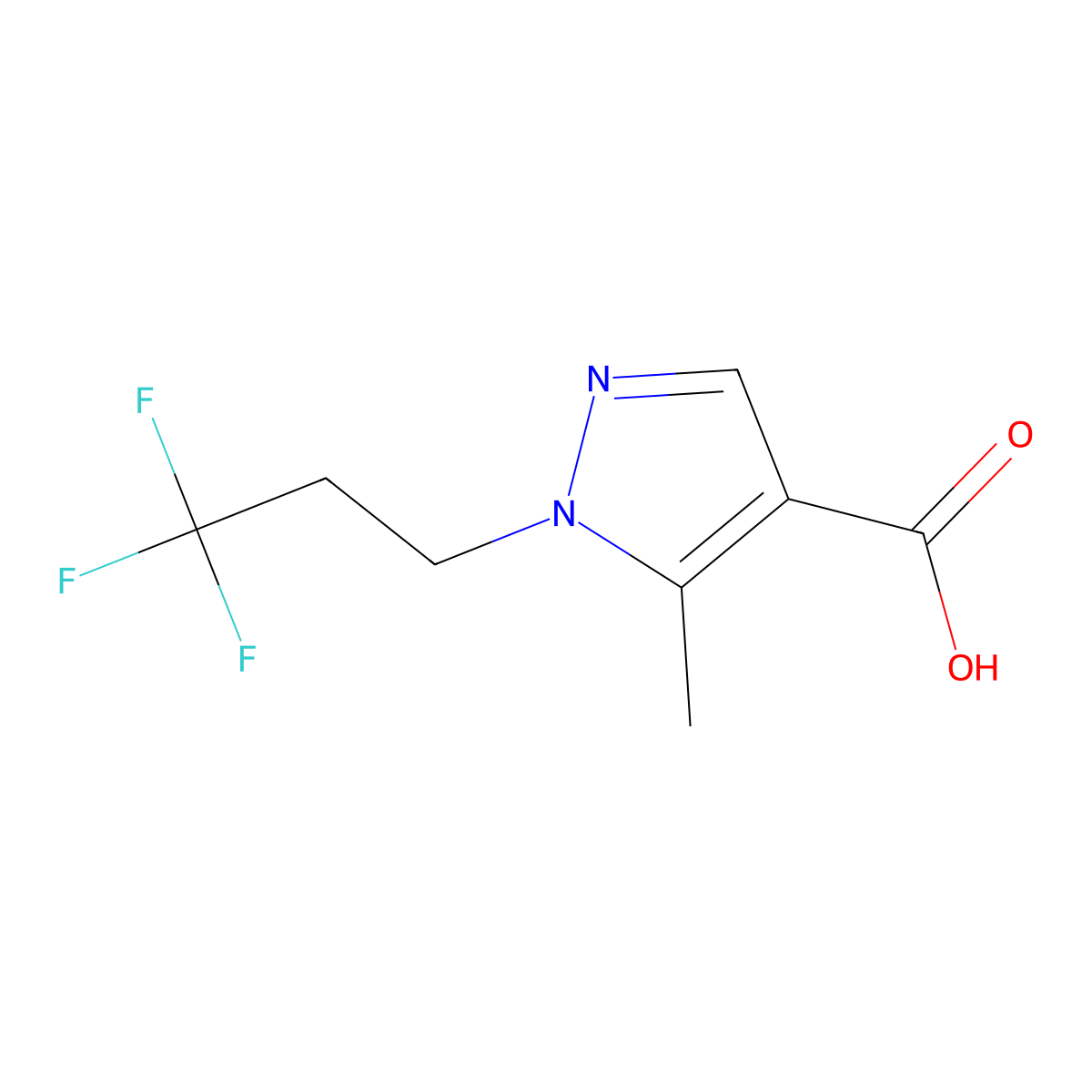 5-Methyl-1-(3,3,3-trifluoropropyl)-1H-pyrazole-4-carboxylic acid molecular structure, CAS 1341534-02-8