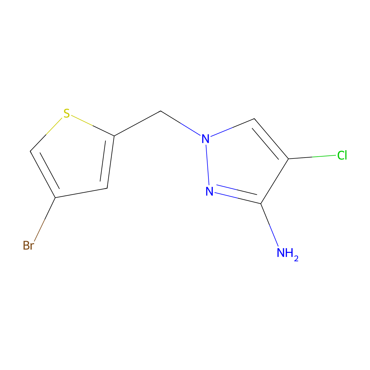 1-[(4-Bromothiophen-2-yl)methyl]-4-chloro-1H-pyrazol-3-amine molecular structure, CAS 1341536-57-9