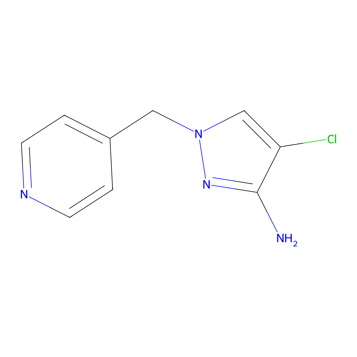 4-Chloro-1-[(pyridin-4-yl)methyl]-1H-pyrazol-3-amine molecular structure, CAS 1341538-38-2