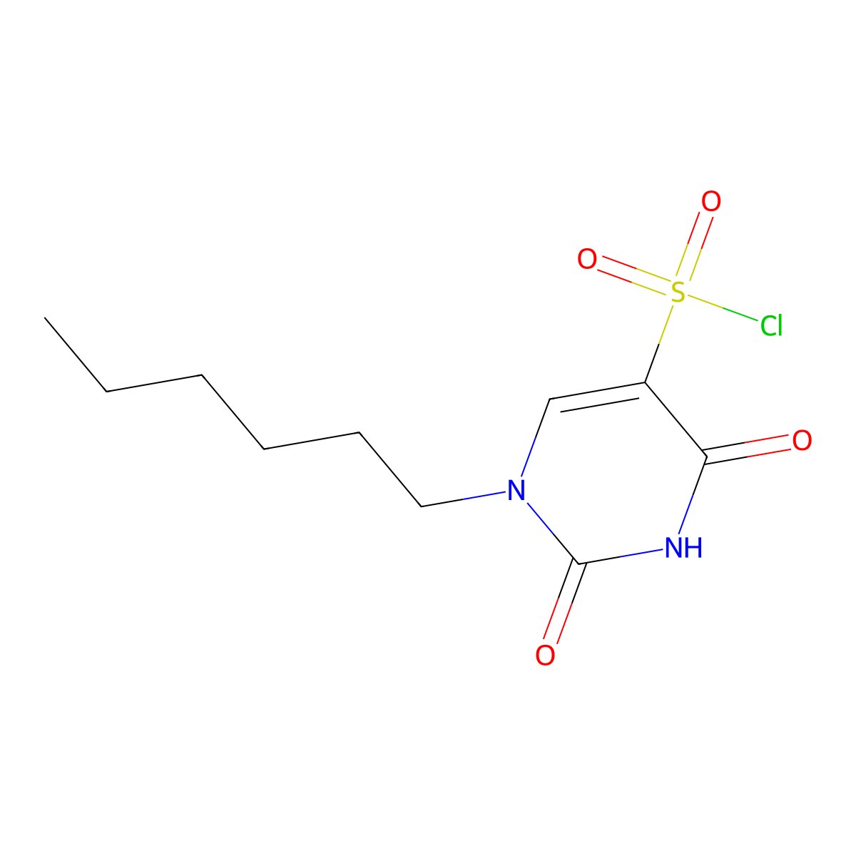 1-Hexyl-2,4-dioxo-1,2,3,4-tetrahydropyrimidine-5-sulfonyl chloride molecular structure, CAS 1341538-76-8