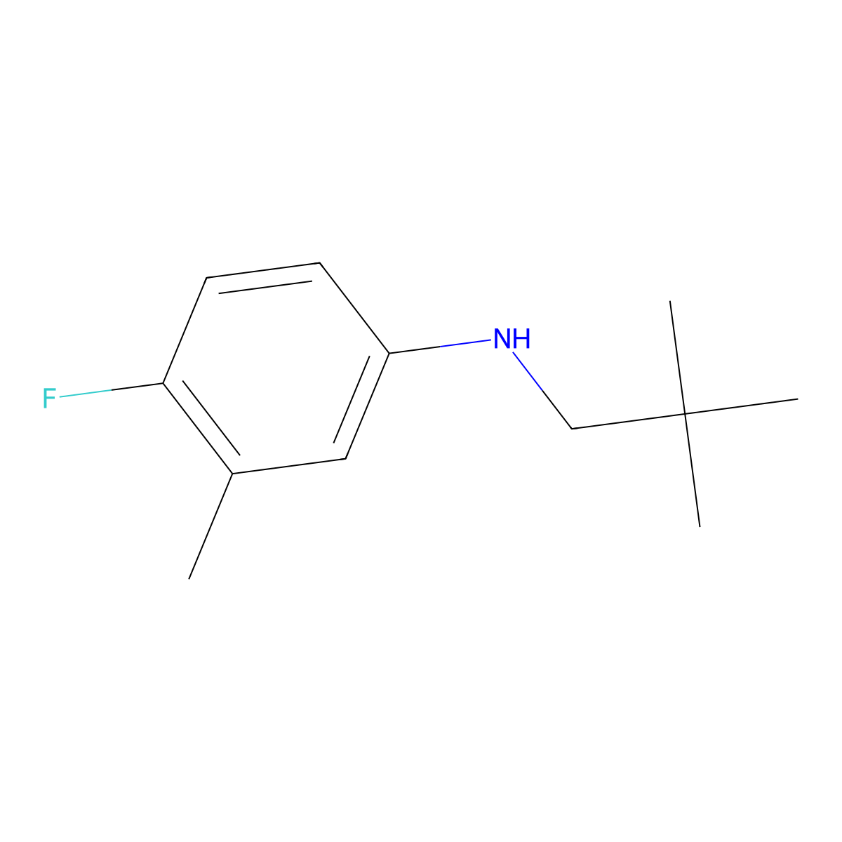 N-(2,2-dimethylpropyl)-4-fluoro-3-methylaniline molecular structure, CAS 1341539-94-3