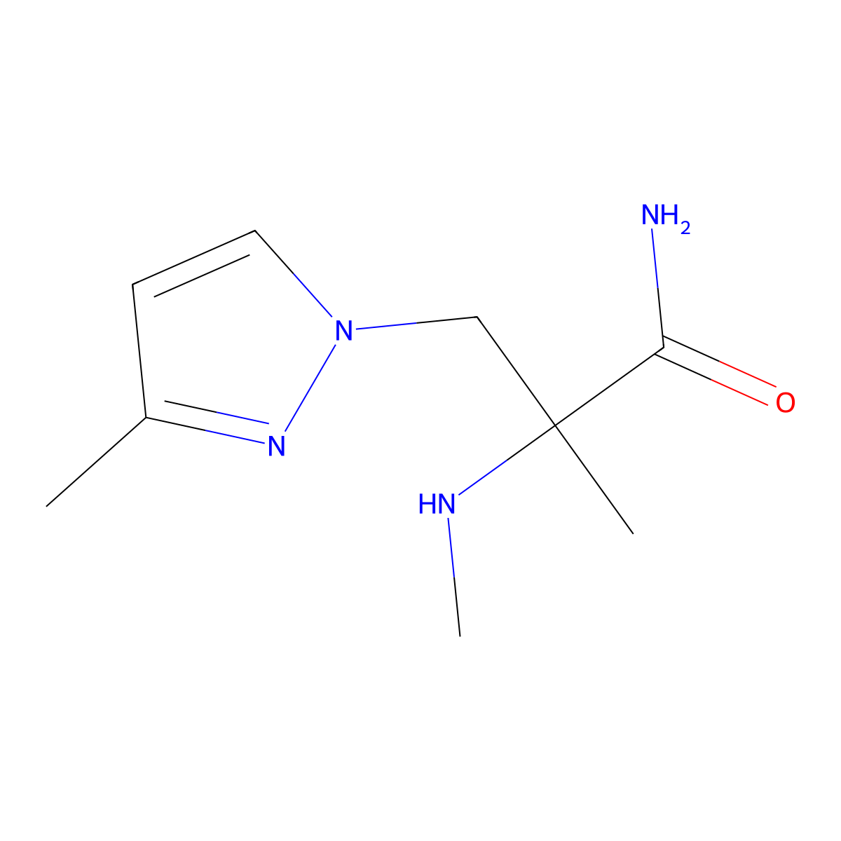 2-Methyl-3-(3-methyl-1h-pyrazol-1-yl)-2-(methylamino)propanamide molecular structure, CAS 1341540-28-0
