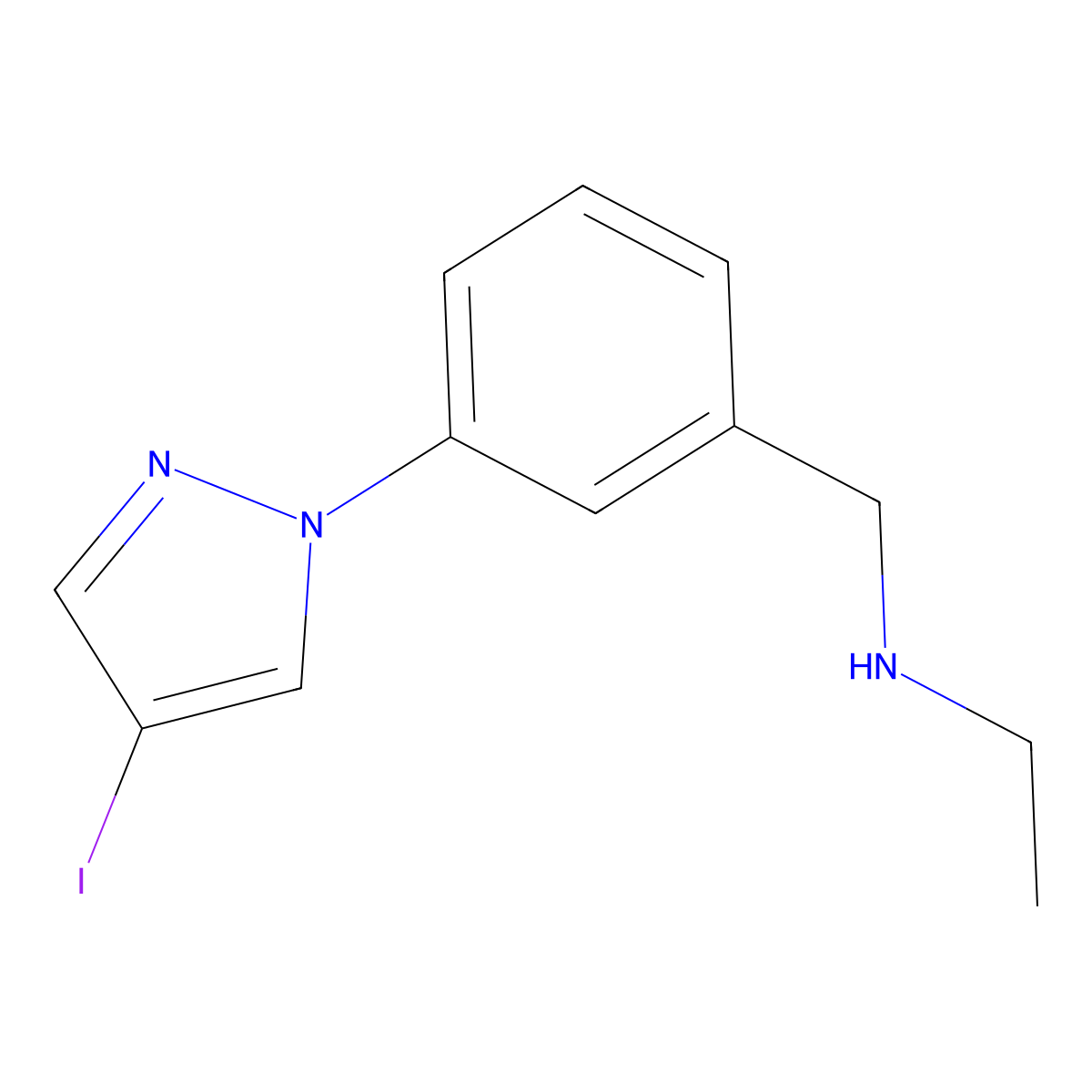 n-(3-(4-Iodo-1h-pyrazol-1-yl)benzyl)ethanamine molecular structure, CAS 1341541-10-3