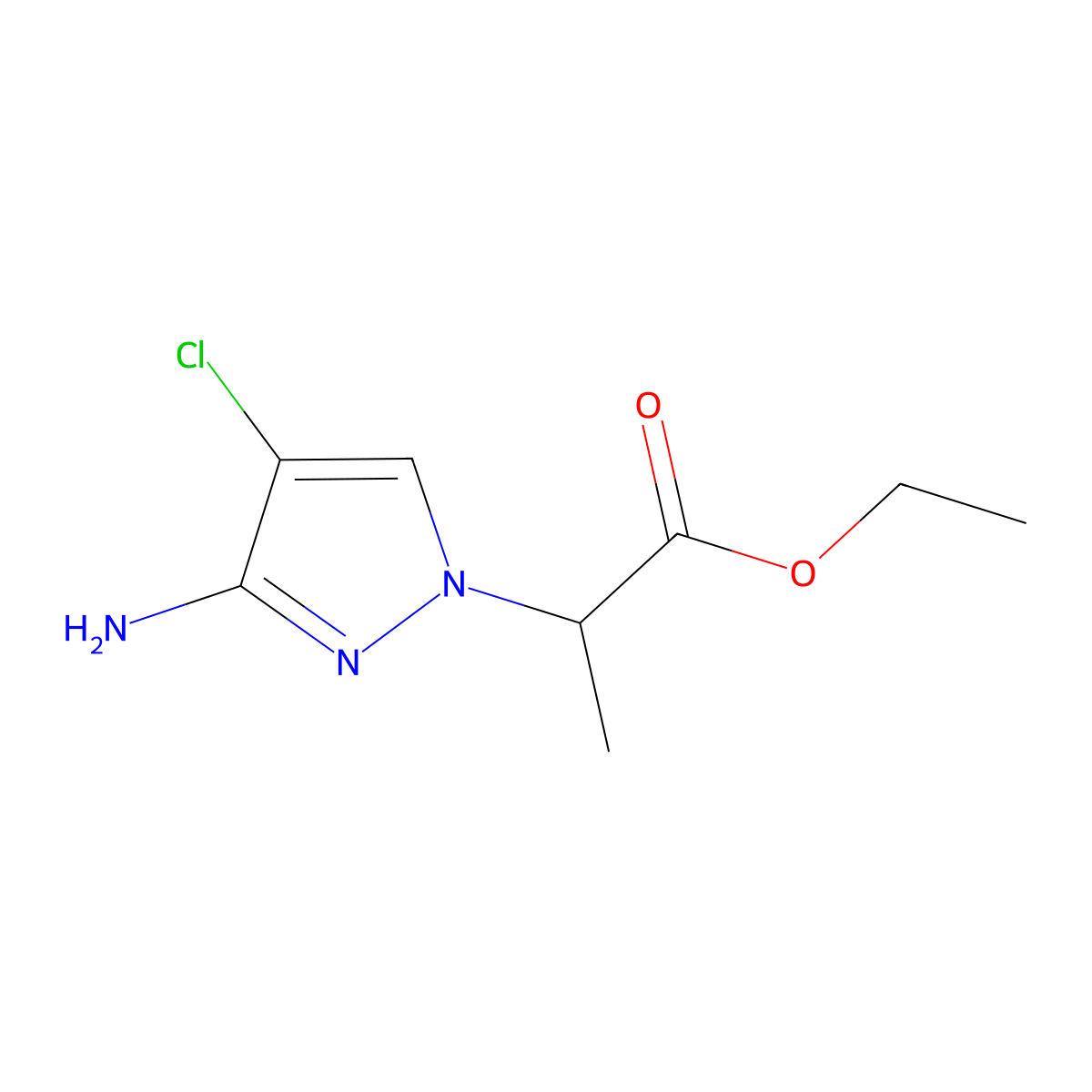 Ethyl 2-(3-amino-4-chloro-1h-pyrazol-1-yl)propanoate molecular structure, CAS 1341543-84-7