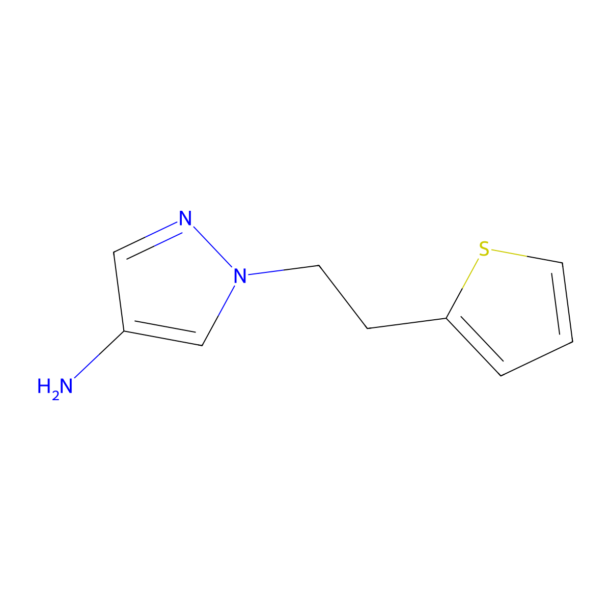 1-[2-(thiophen-2-yl)ethyl]-1H-pyrazol-4-amine molecular structure, CAS 1341544-17-9