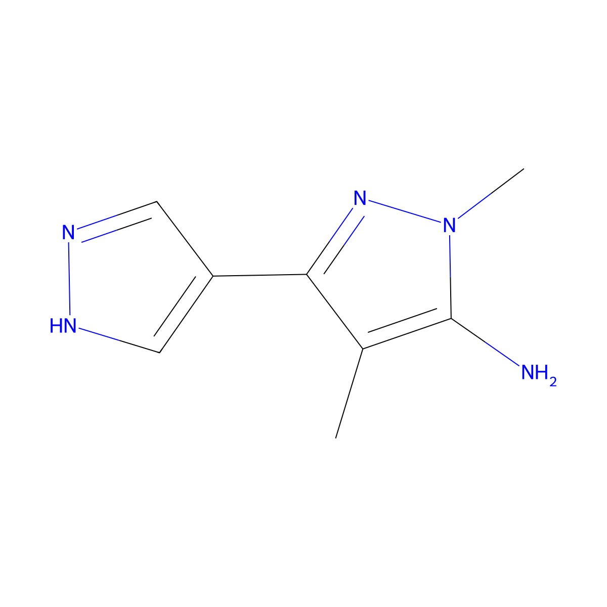 1,4-dimethyl-3-(1H-pyrazol-4-yl)-1H-pyrazol-5-amine molecular structure, CAS 1341546-40-4