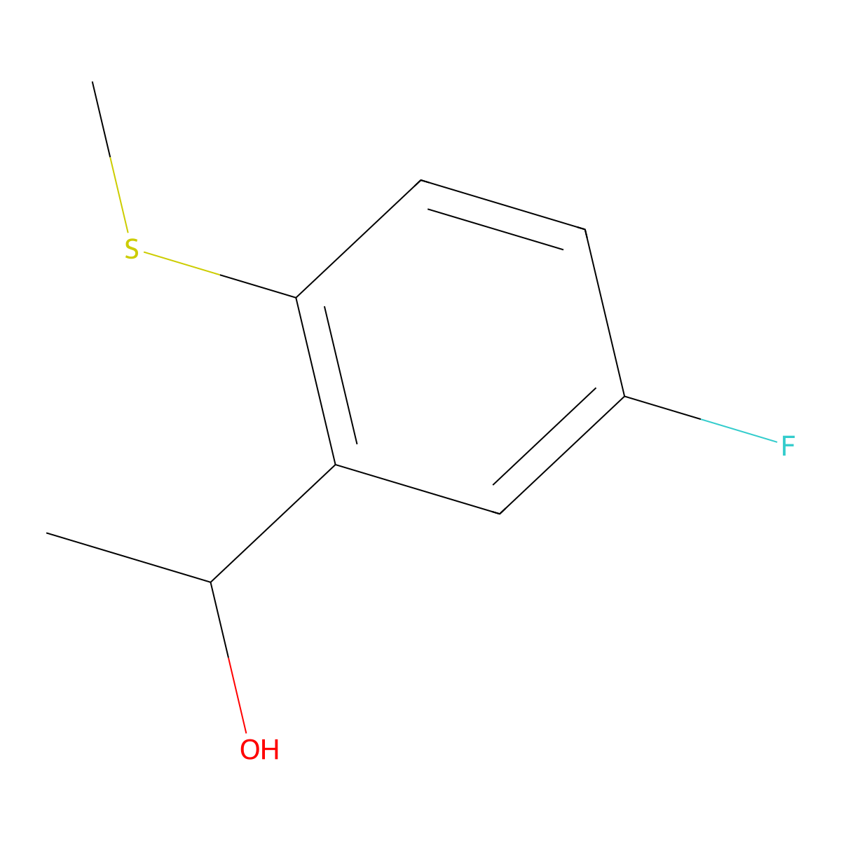 1-(5-Fluoro-2-(methylthio)phenyl)ethanol molecular structure, CAS 1341549-81-2