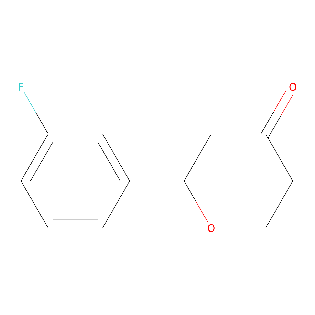 2-(3-Fluorophenyl)oxan-4-one molecular structure, CAS 1341549-86-7