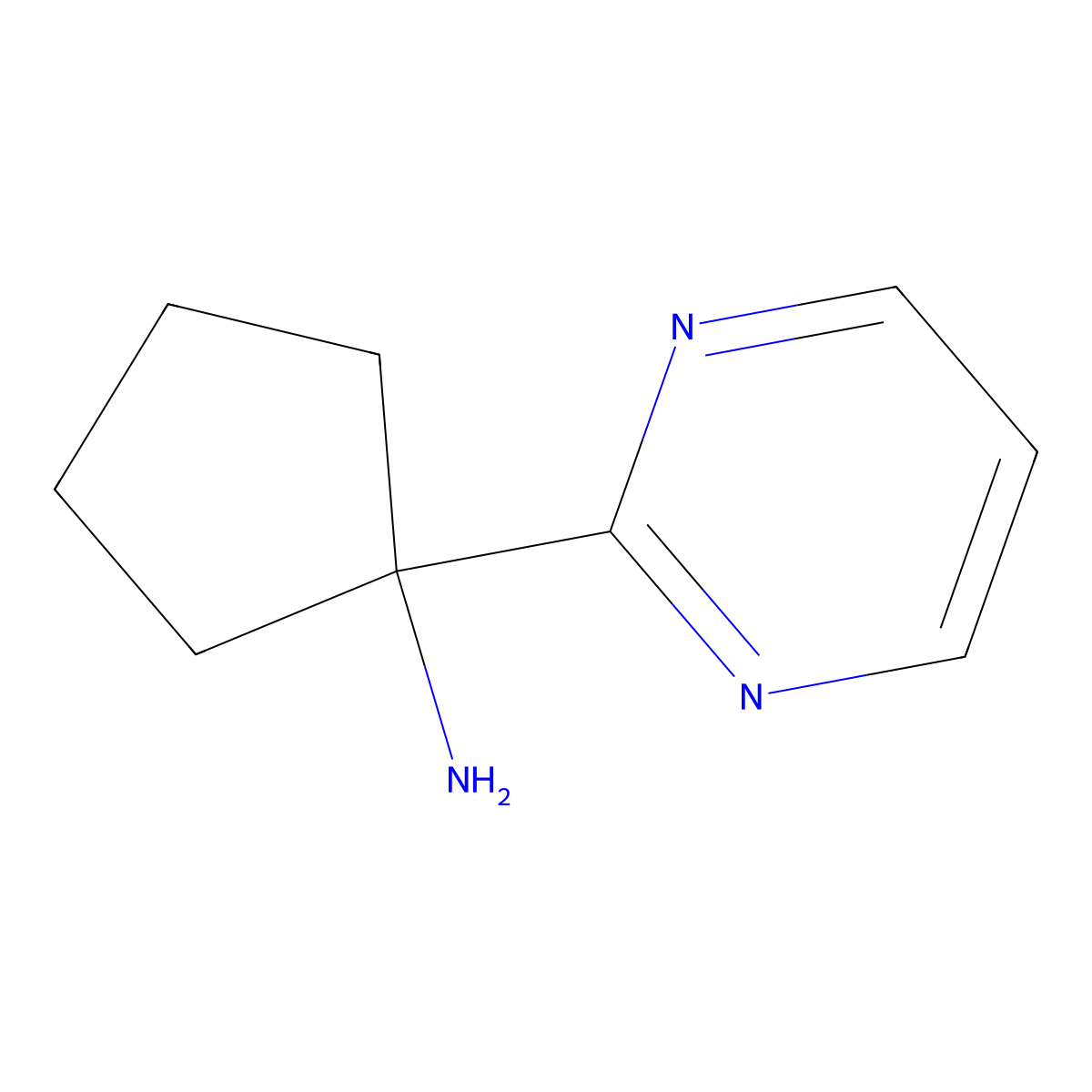 1-(Pyrimidin-2-yl)cyclopentan-1-amine molecular structure, CAS 1341558-23-3