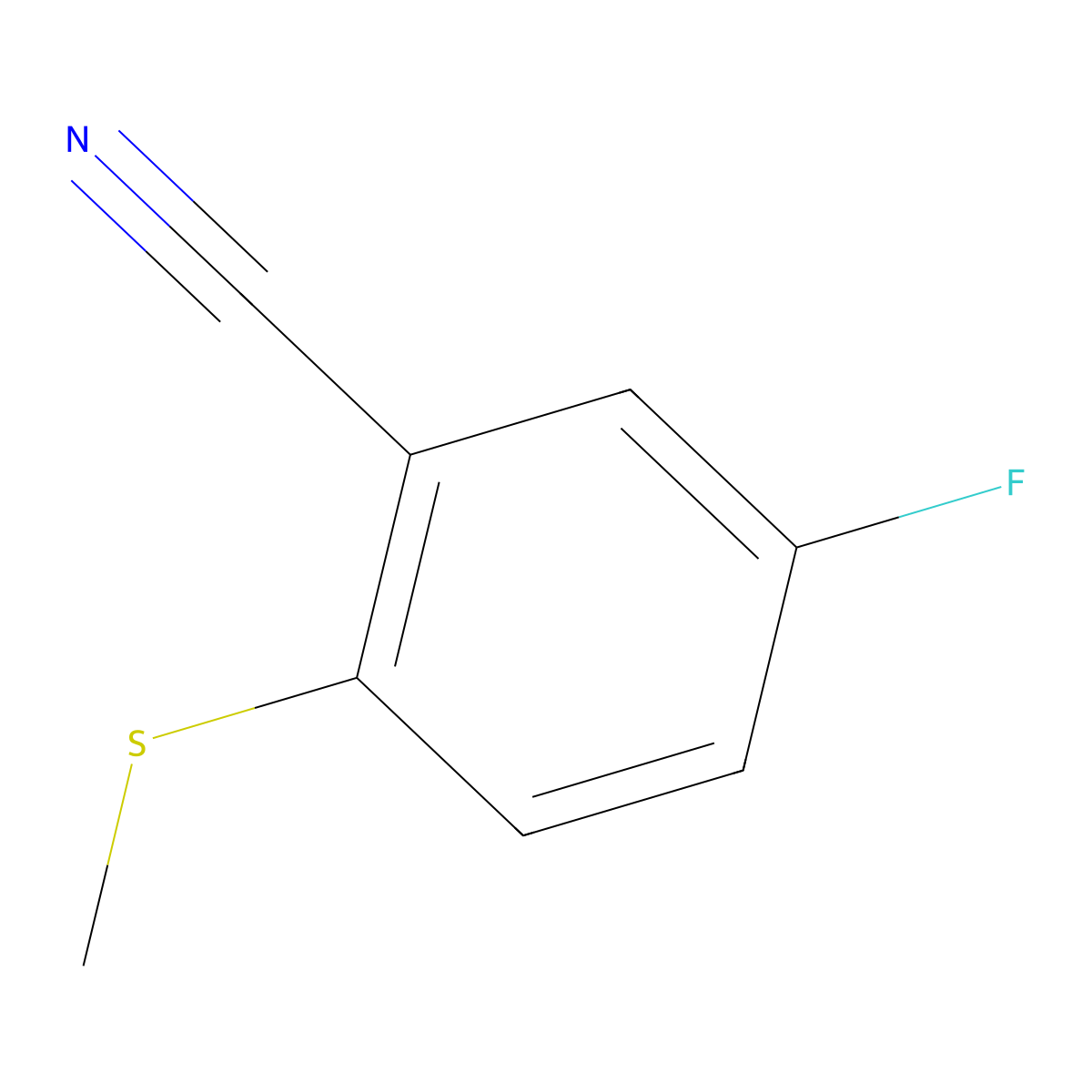 5-Fluoro-2-(methylthio)benzonitrile molecular structure, CAS 1341561-41-8