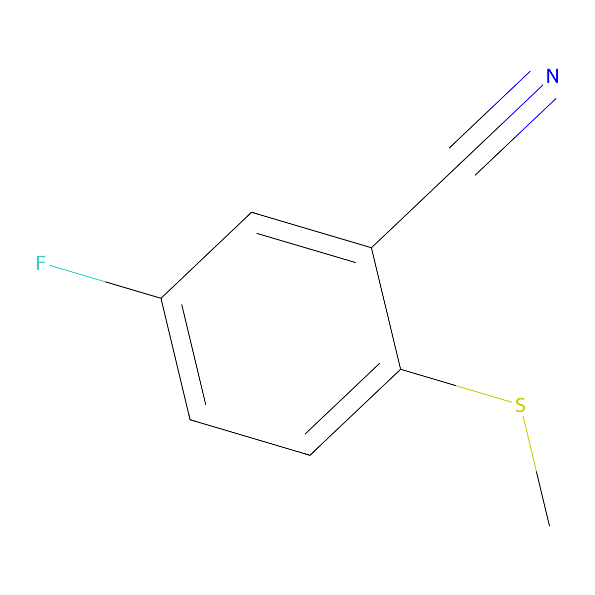 5-Fluoro-2-(methylthio)benzonitrile molecular structure, CAS 1341561-41-8
