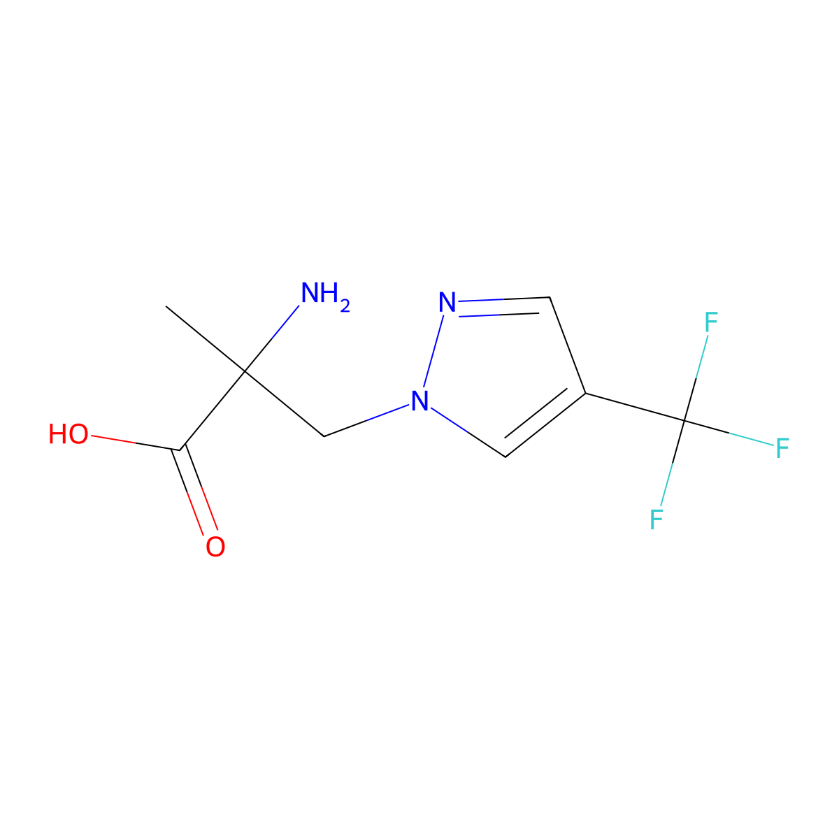 2-Amino-2-methyl-3-(4-(trifluoromethyl)-1h-pyrazol-1-yl)propanoic acid molecular structure, CAS 1341562-93-3