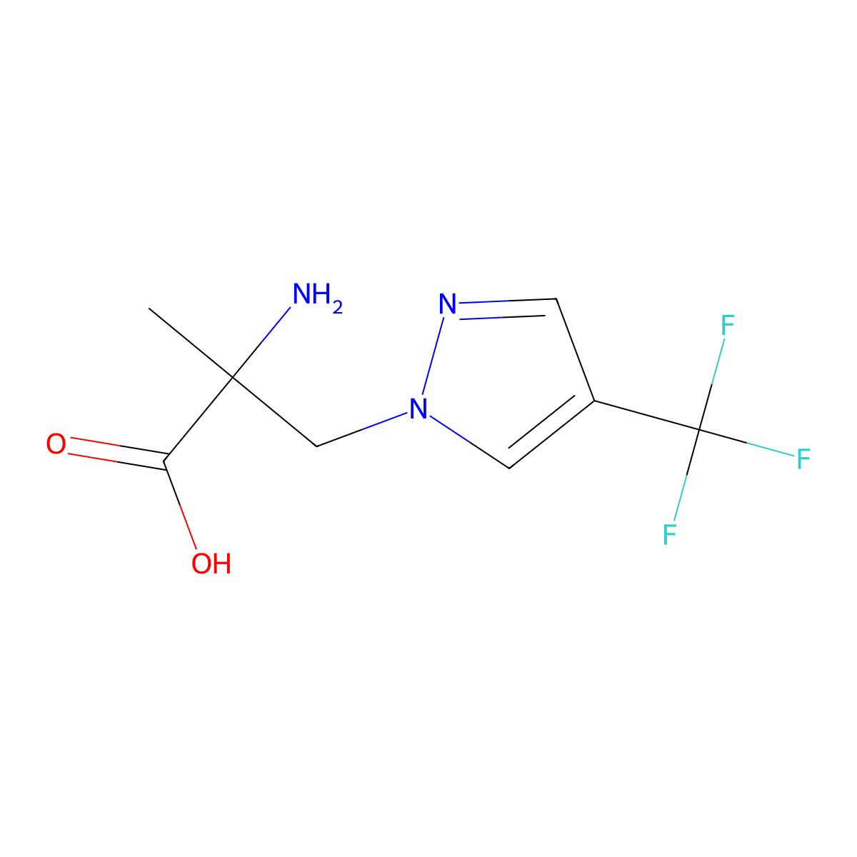 2-Amino-2-methyl-3-(4-(trifluoromethyl)-1h-pyrazol-1-yl)propanoic acid molecular structure, CAS 1341562-93-3
