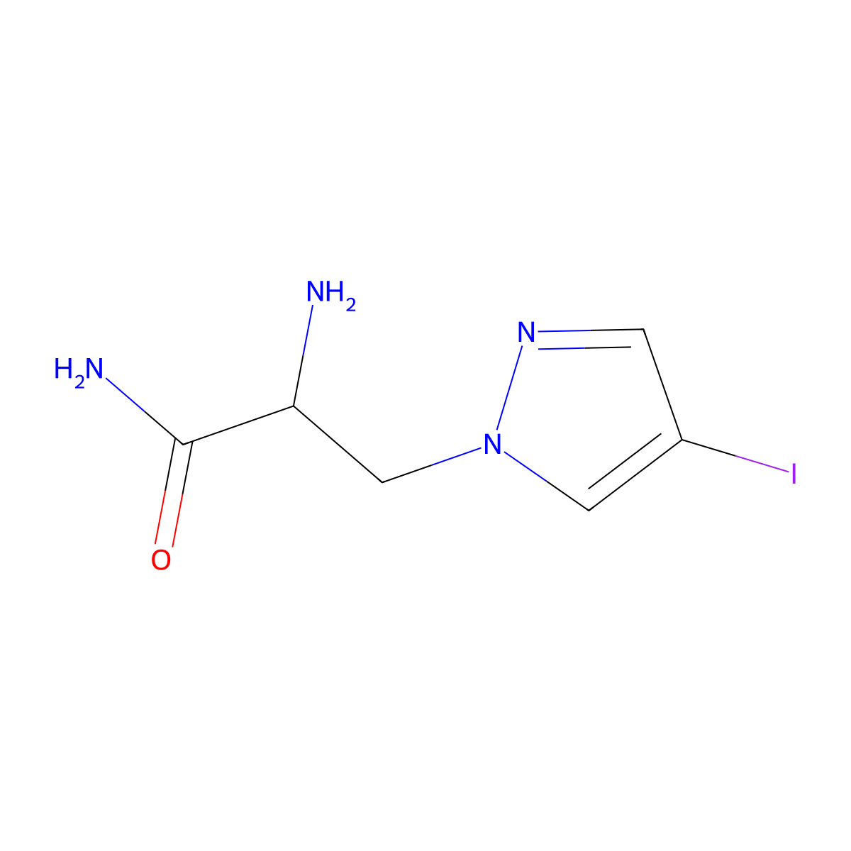 2-Amino-3-(4-iodo-1H-pyrazol-1-YL)propanamide molecular structure, CAS 1341562-94-4
