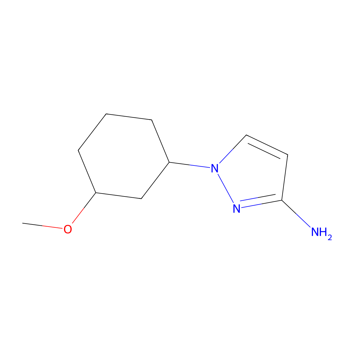 1-(3-methoxycyclohexyl)-1H-pyrazol-3-amine molecular structure, CAS 1341566-43-5