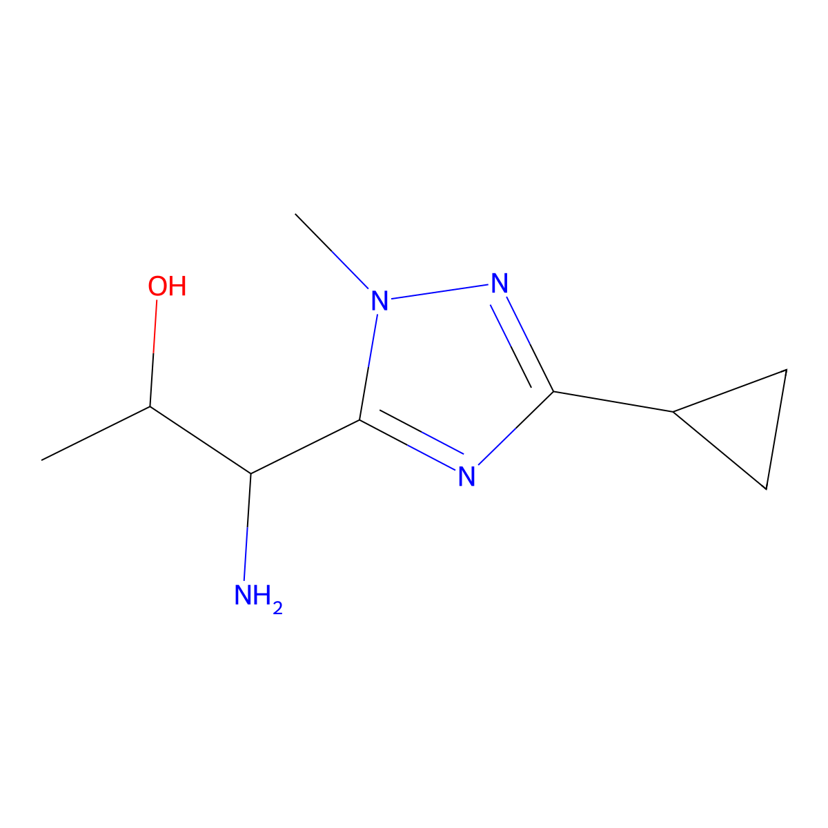 1-Amino-1-(3-cyclopropyl-1-methyl-1h-1,2,4-triazol-5-yl)propan-2-ol molecular structure, CAS 1341568-13-5