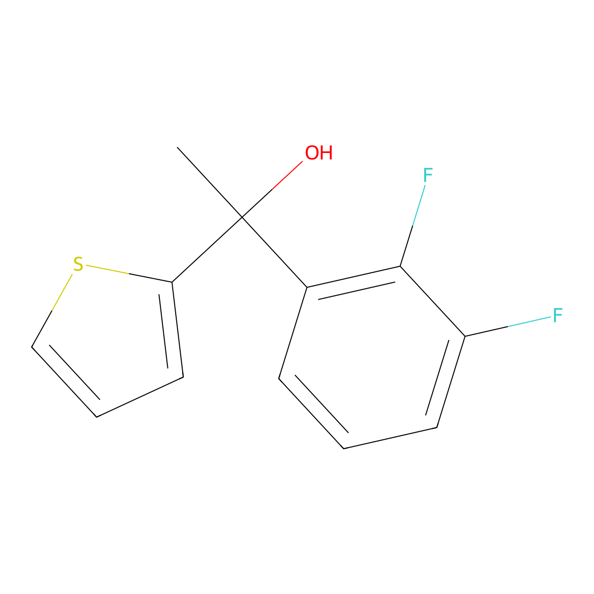1-(2,3-Difluorophenyl)-1-(thiophen-2-yl)ethanol molecular structure, CAS 1341571-99-0