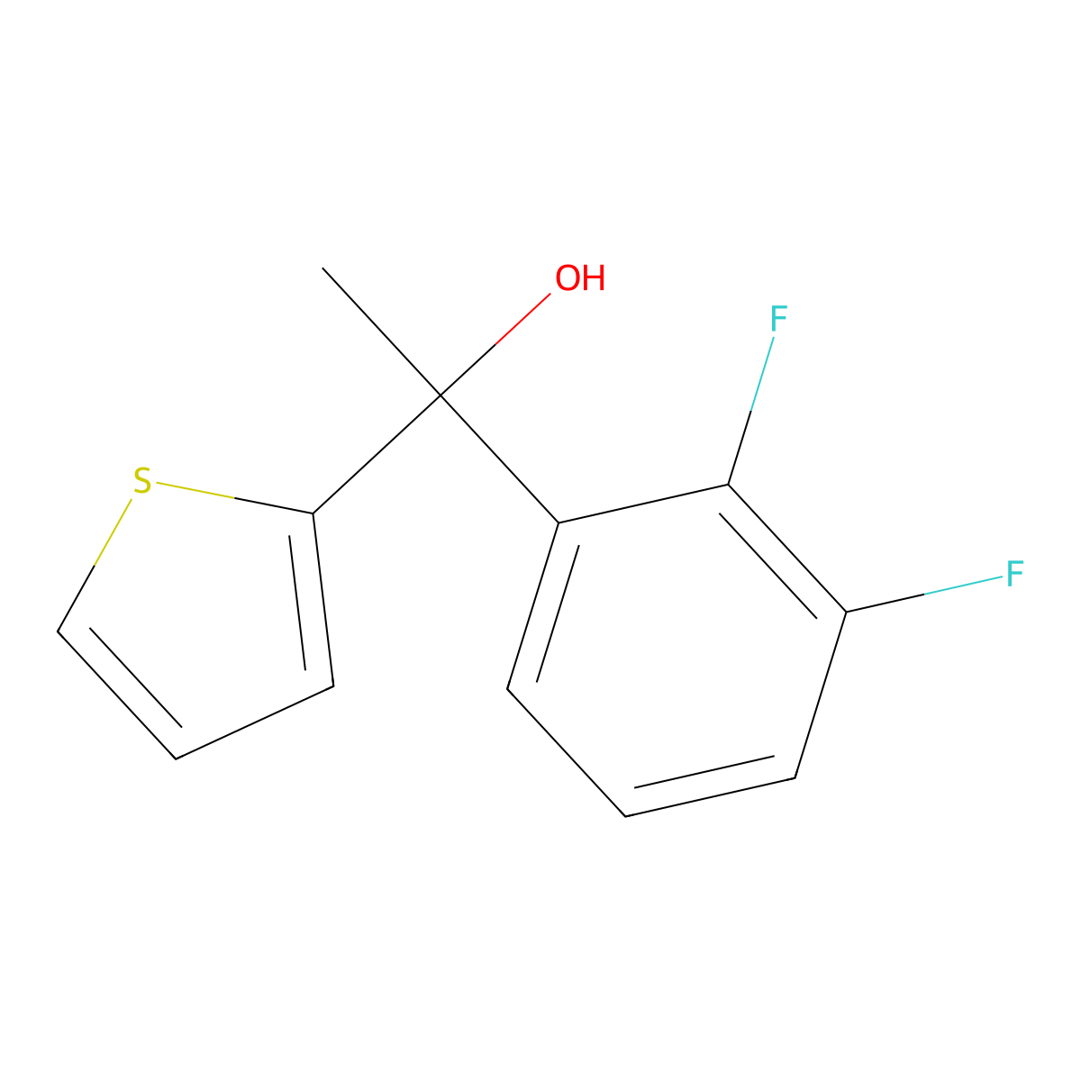 1-(2,3-Difluorophenyl)-1-(thiophen-2-yl)ethanol molecular structure, CAS 1341571-99-0