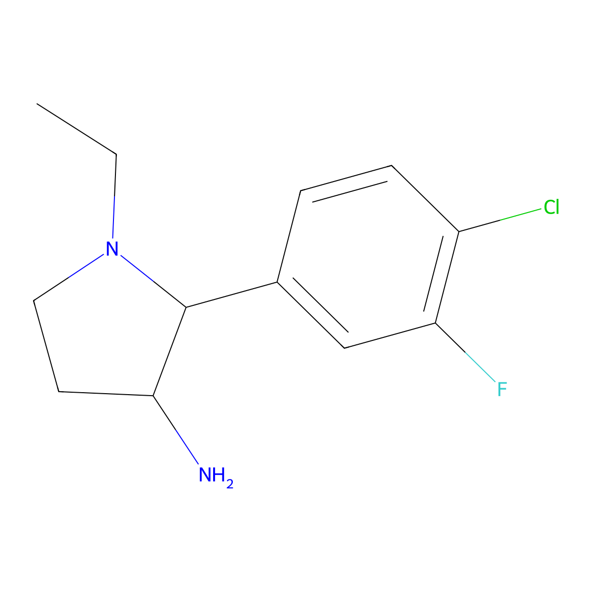 2-(4-Chloro-3-fluorophenyl)-1-ethylpyrrolidin-3-amine molecular structure, CAS 1341573-29-2