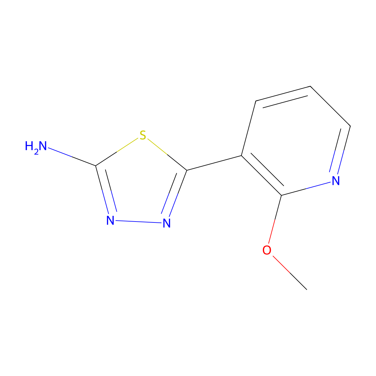 2-Amino-5-(2-methoxy-3-pyridyl)-1,3,4-thiadiazole molecular structure, CAS 1341575-54-9