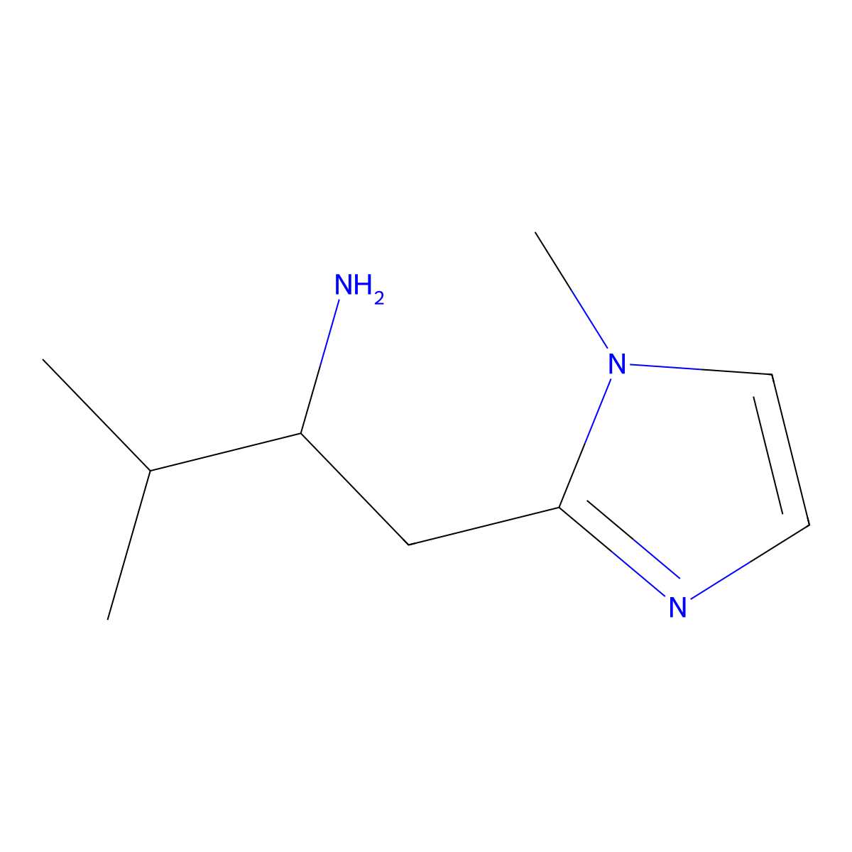 3-methyl-1-(1-methyl-1H-imidazol-2-yl)butan-2-amine molecular structure, CAS 1341577-96-5