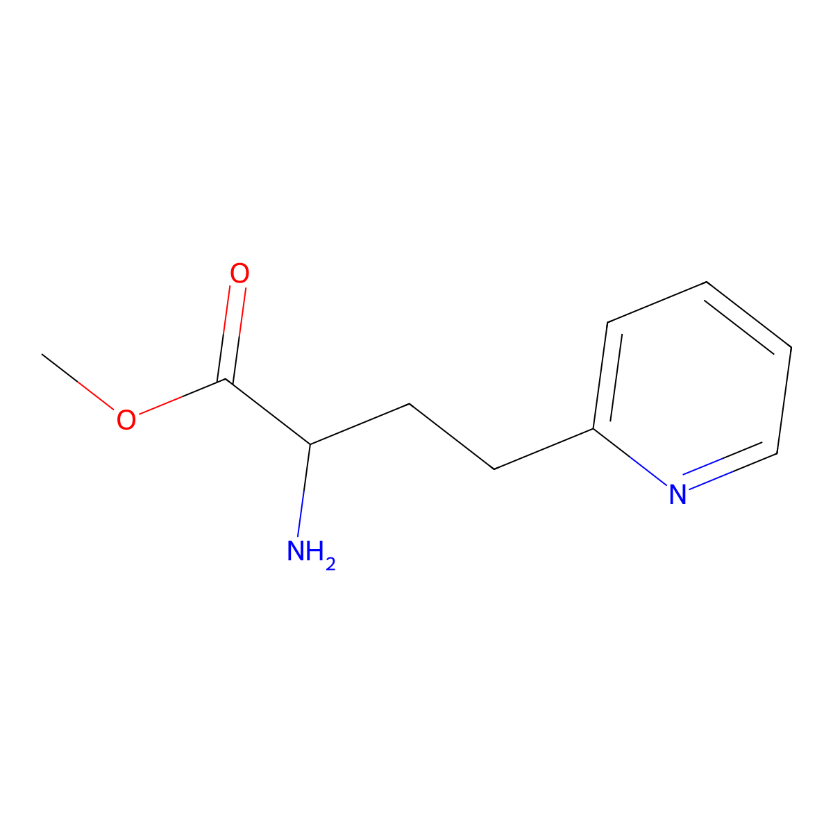 Methyl 2-amino-4-(pyridin-2-yl)butanoate molecular structure, CAS 1341582-24-8