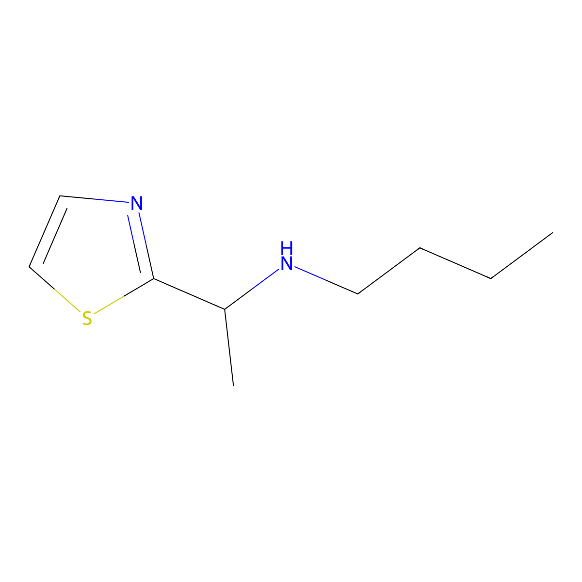 Butyl[1-(1,3-thiazol-2-yl)ethyl]amine molecular structure, CAS 1341587-72-1
