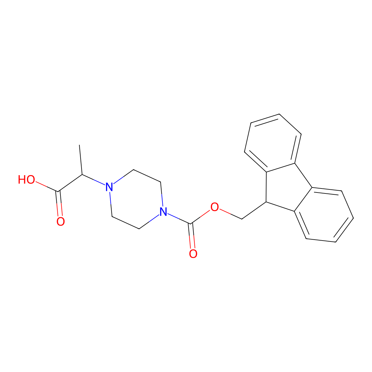2-(4-{[(9H-fluoren-9-yl)methoxy]carbonyl}piperazin-1-yl)propanoic acid molecular structure, CAS 1341588-25-7