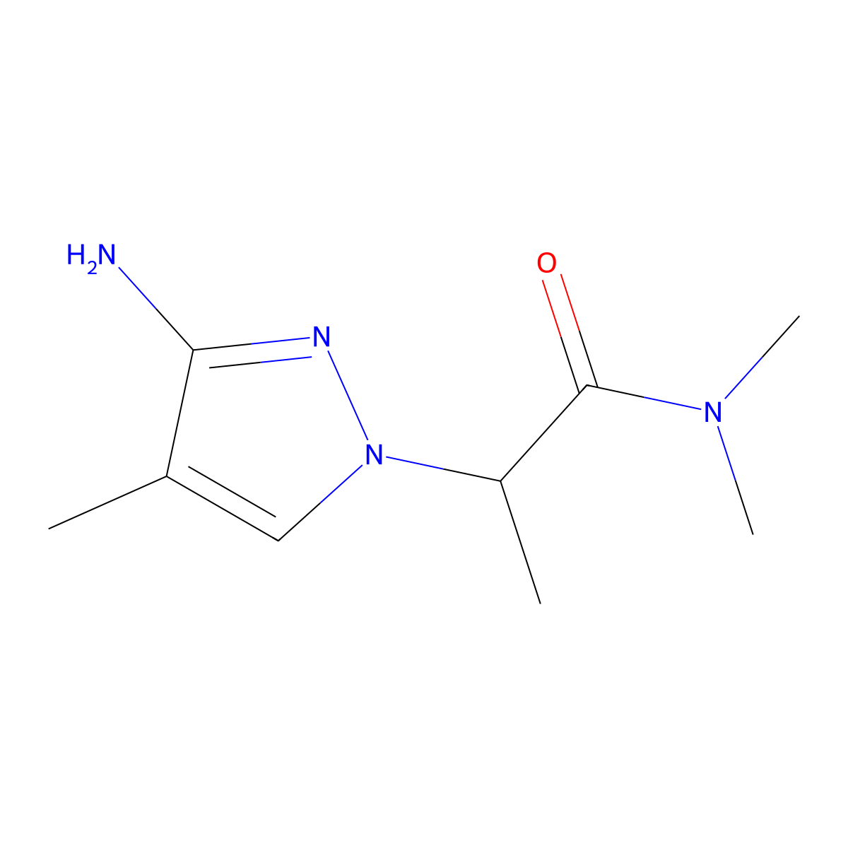 2-(3-amino-4-methyl-1H-pyrazol-1-yl)-N,N-dimethylpropanamide molecular structure, CAS 1341595-51-4
