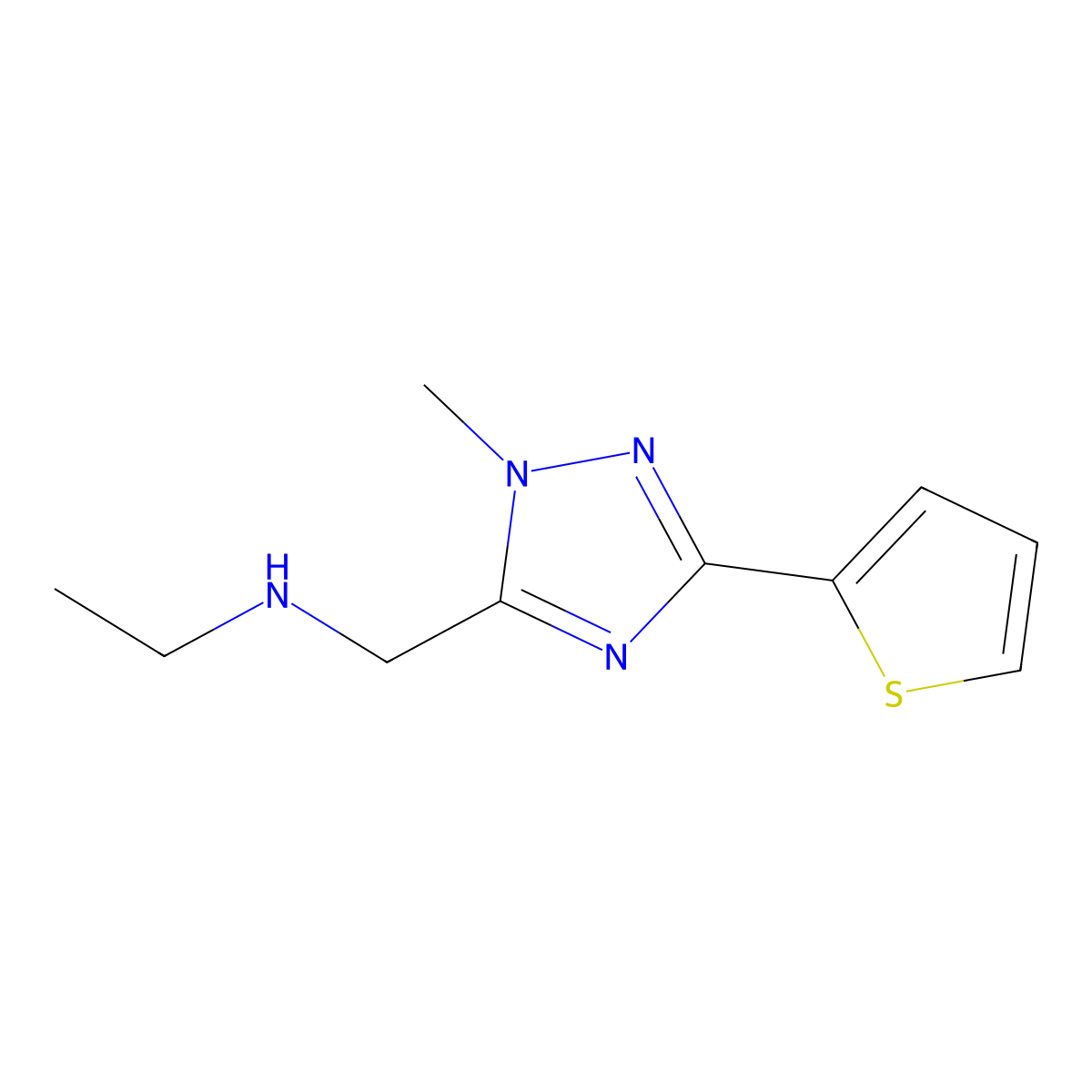 n-((1-Methyl-3-(thiophen-2-yl)-1h-1,2,4-triazol-5-yl)methyl)ethanamine molecular structure, CAS 1341596-27-7