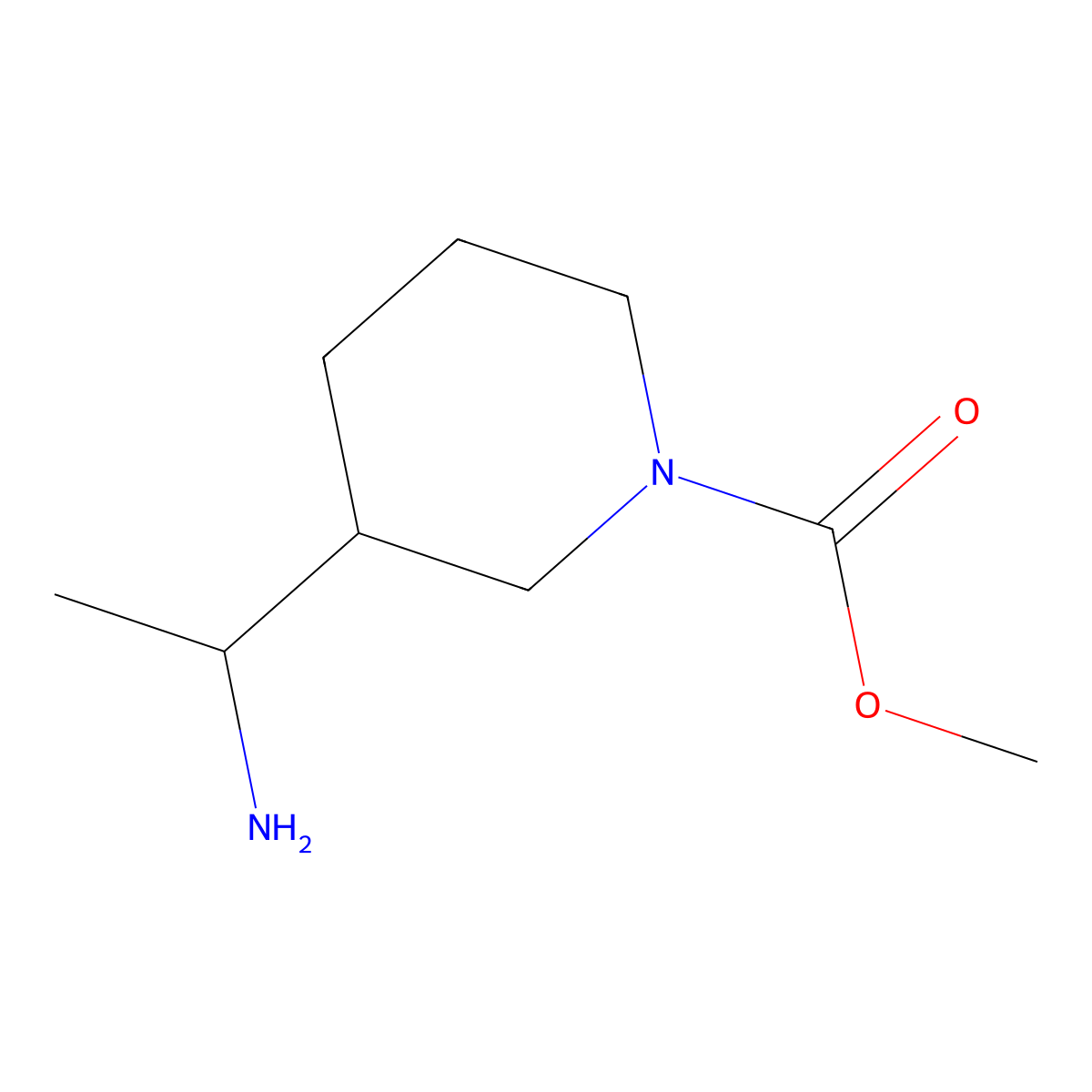 Methyl 3-(1-aminoethyl)piperidine-1-carboxylate molecular structure, CAS 1341597-07-6