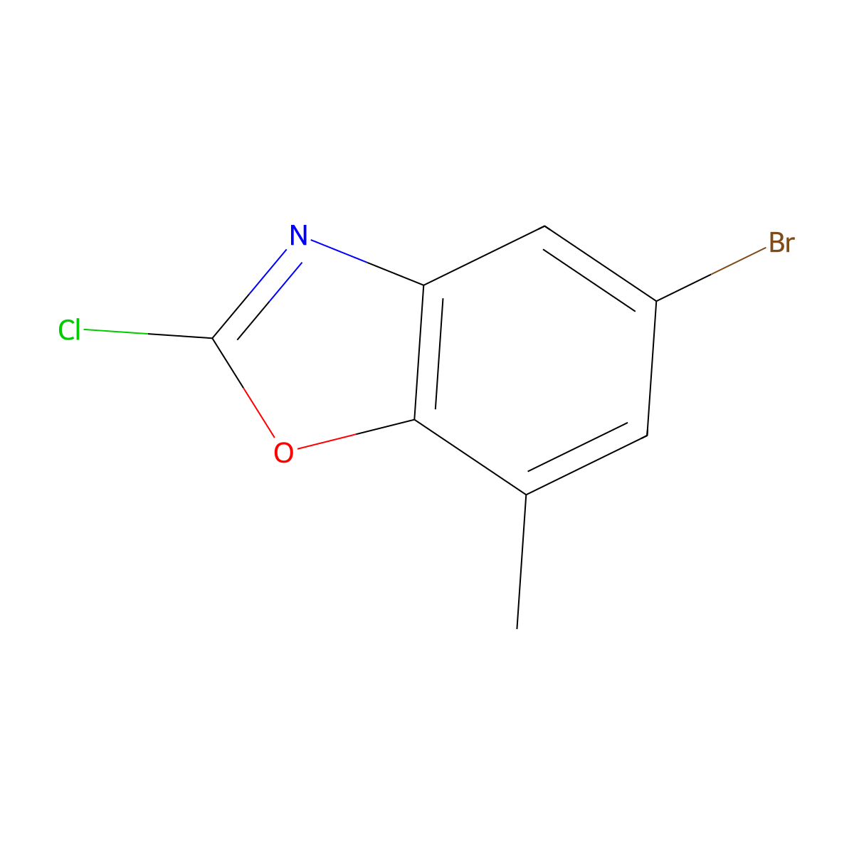 5-Bromo-2-chloro-7-methyl-1,3-benzoxazole molecular structure, CAS 1341598-31-9