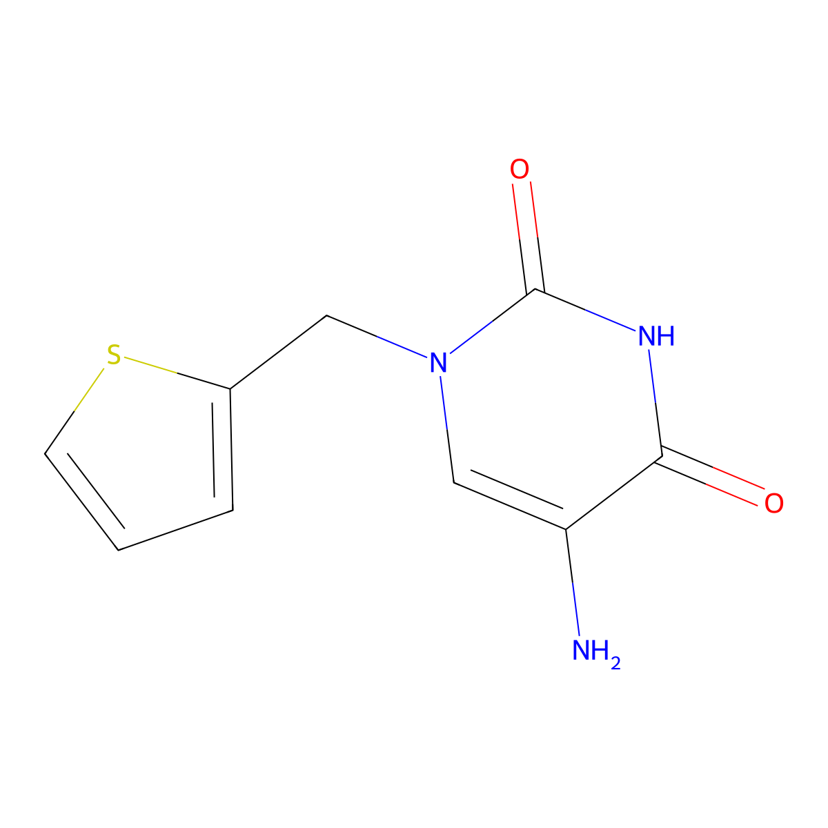 5-Amino-1-(thiophen-2-ylmethyl)pyrimidine-2,4(1h,3h)-dione molecular structure, CAS 1341598-54-6